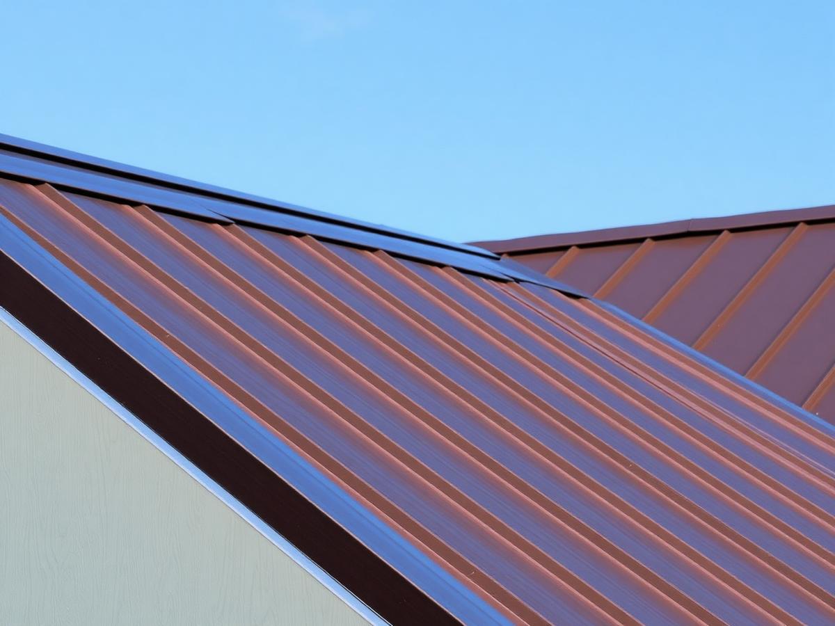 Standing seam metal roof in bronze